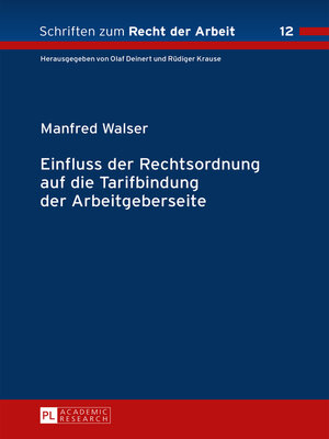 cover image of Einfluss der Rechtsordnung auf die Tarifbindung der Arbeitgeberseite